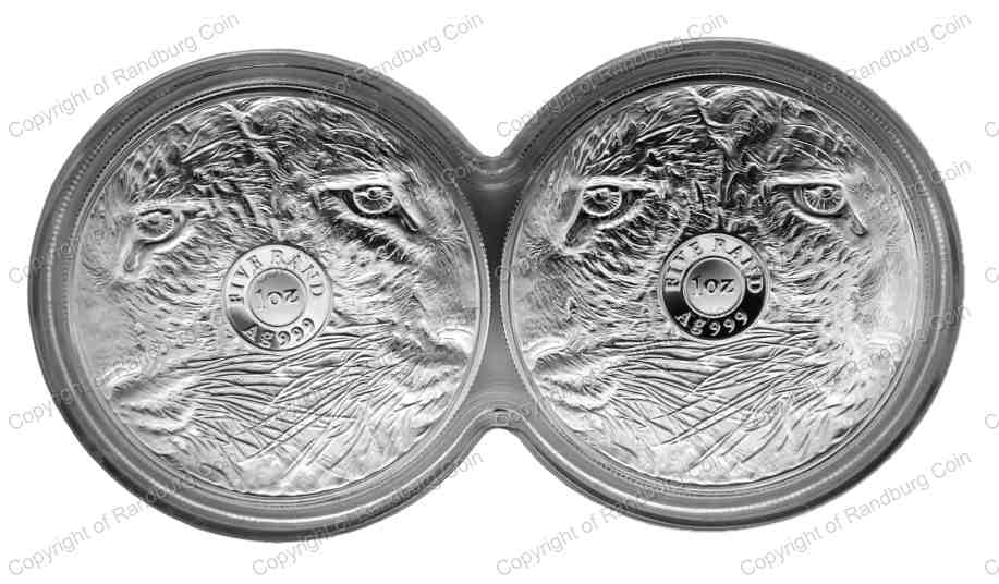 2020 Twin 1oz Fine Silver Proof R5 Big Five Series Leopard Coin Set rev