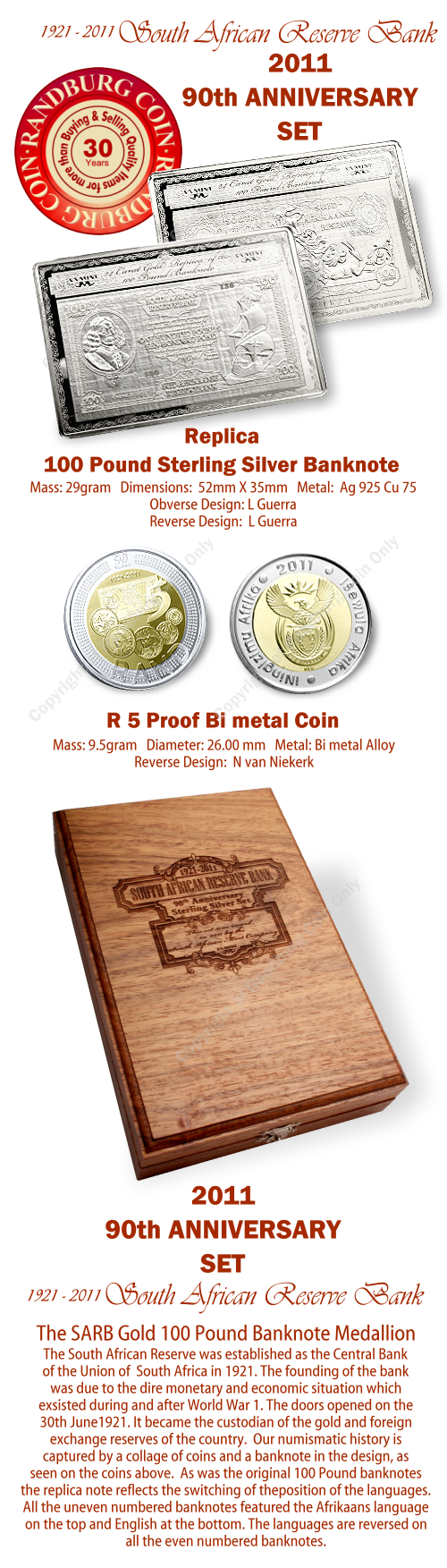 2011_Proof_90th_Anniversary_Set_R5_coin_29gram_Silver_SARB_Medallion_coins