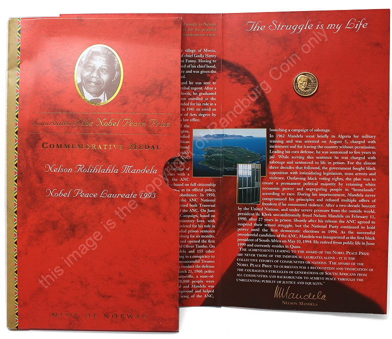 1993 MN Mandela Gold Tenth oz Nobel Laureate Robben Island card presentation