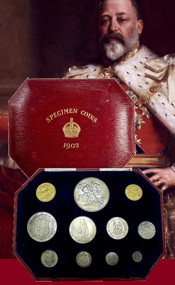 1902 Edward VII Proof with Gold Sovereign and Half Sovereign 11 Coin Set