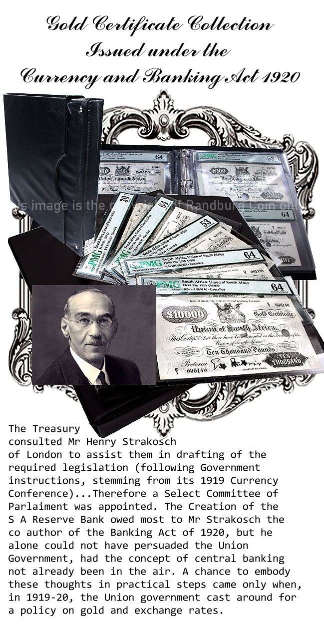 1921 to 1926 Gold Certificate Set Union of South Africa PMG Grades aa
