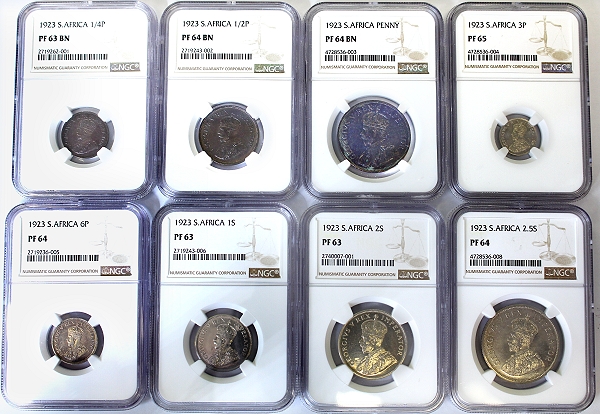 1923 Union Short Proof Set NGC Graded Coins King George V Series ob