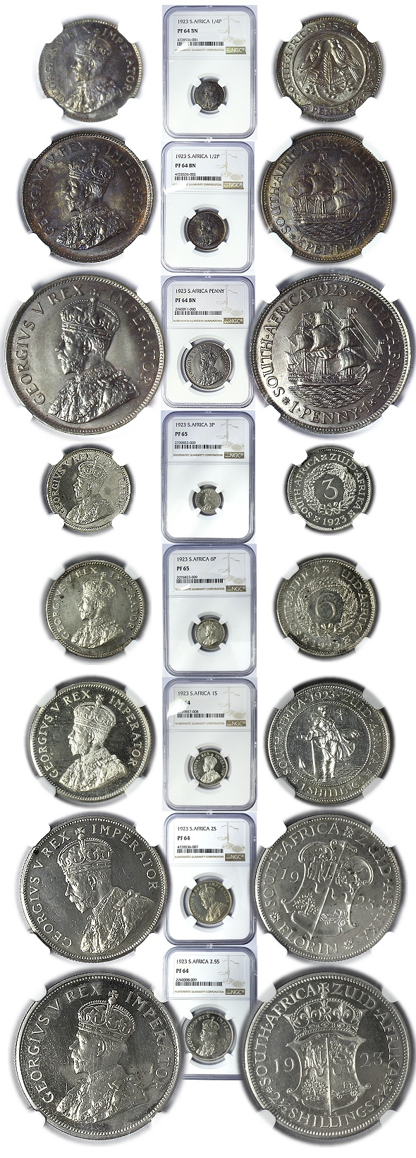 1923 Union Short Proof Set of Coins King George V Series Good Grades