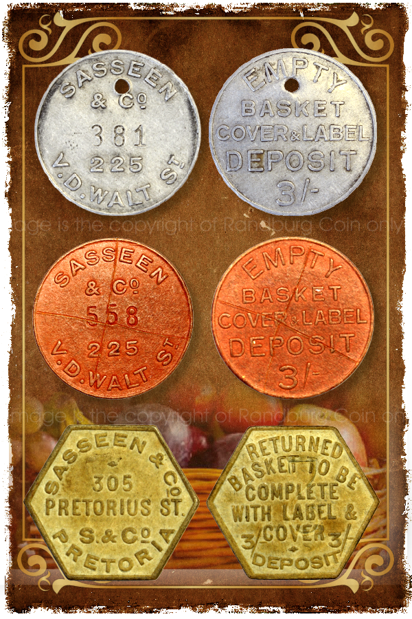 1938 Sasseen and Company Fruit Merchant Set of 3 Tokens