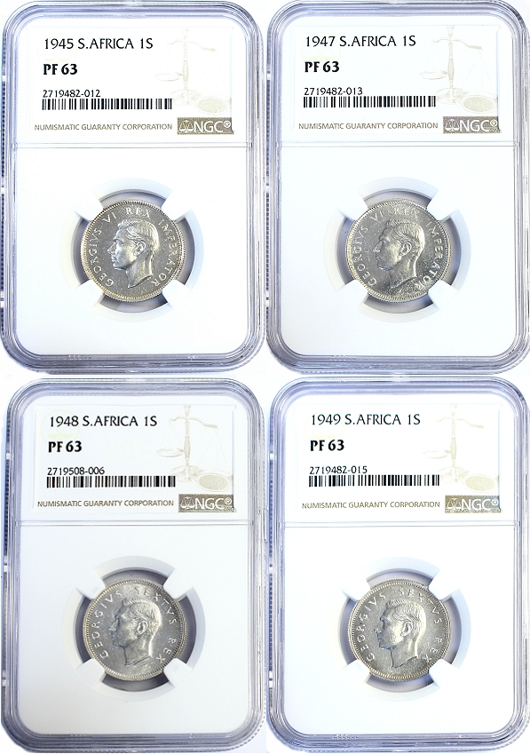 1945 47 48 49 1 Shilling Union Period of South Africa coinage ob