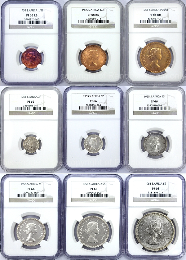 1955 Union of South Africa Short Proof Set Queen Elizabeth II Series