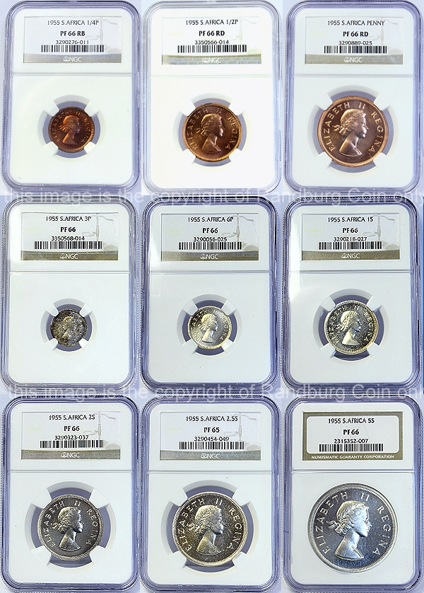 1955 Union of South Africa Short Proof Set Queen Elizabeth II Series Graded aa