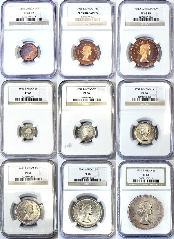 1956 Union Short Proof Set NGC Graded Coins Queen Elizabeth II Series
