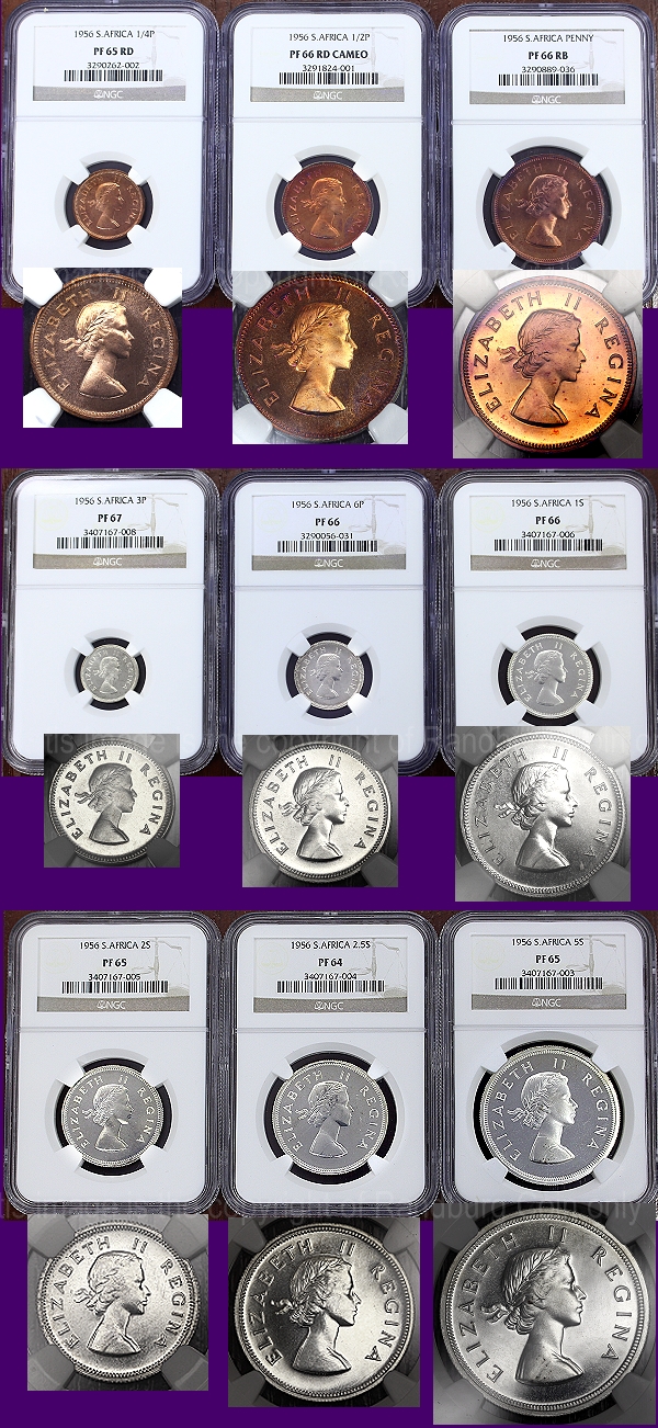 1956 Union of South Africa Short Proof Set Queen Elizabeth II Series