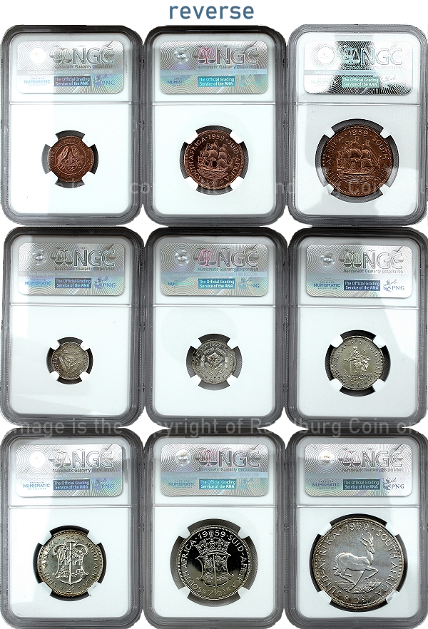 1959 Union Silver Graded Short Proof Set Queen Elizabeth II Series rev a