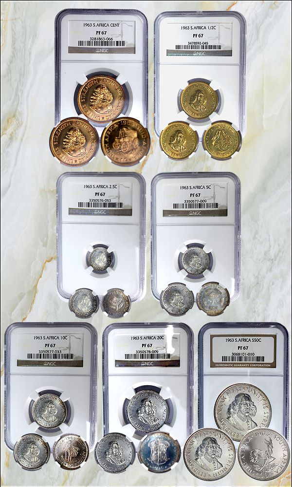 1963 Republic of South Africa Short Proof Highly Graded Set Jan van Riebeeck Series