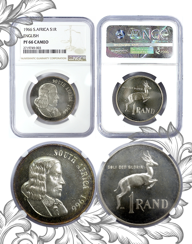 1966 Alternate Language English Proof R1 2nd Decimal Republic of South Africa PF66 Cameo NGC Graded Coin