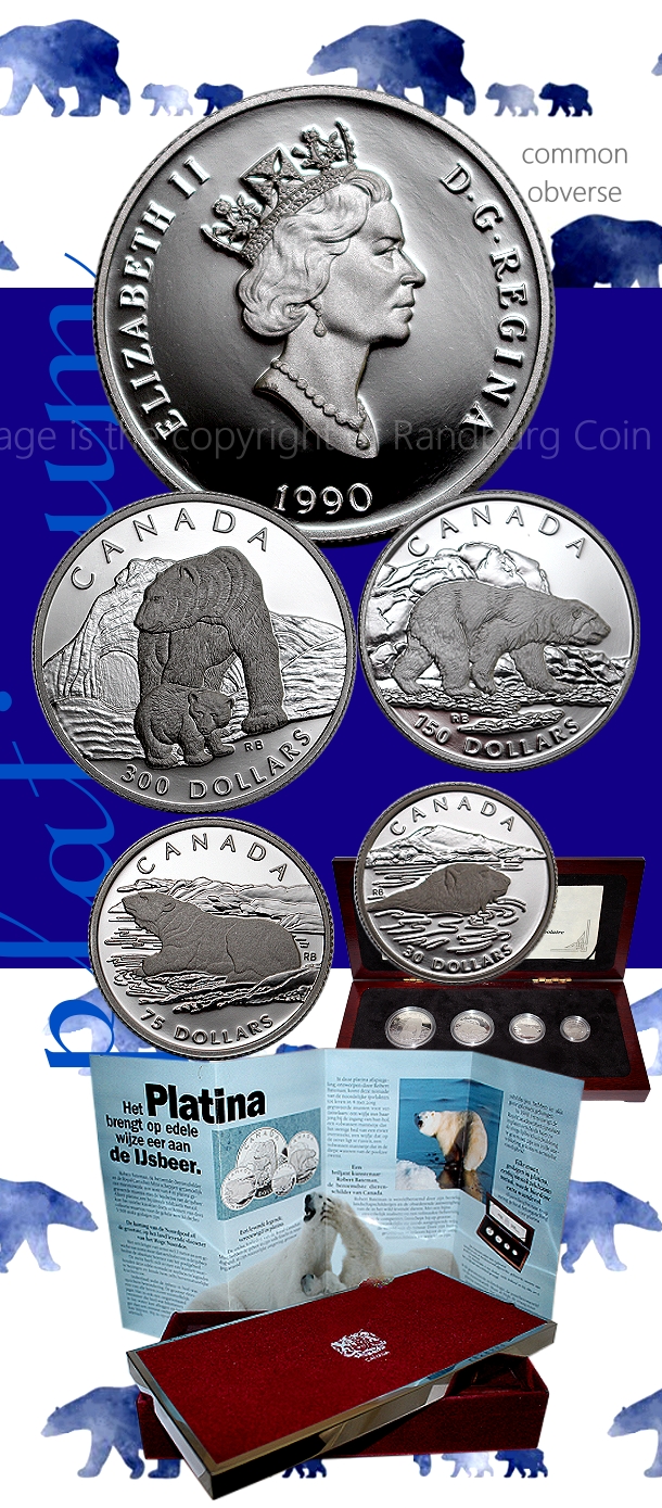 1990 1oz Half oz Quarter oz Tenth oz Platinum Polar Bear Issue Canada