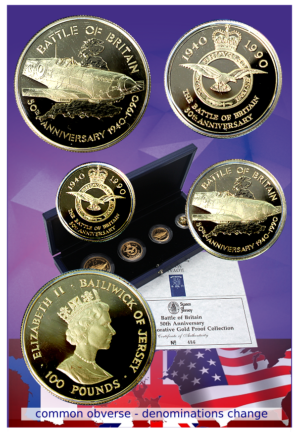 1990 GB 4 Gold Coin Battle Britain Set and 1994 GB 4 Gold Coin D Day Set