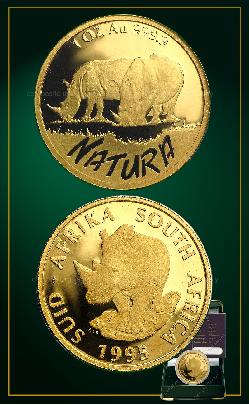 1995 Gold Natura Rhino Launch 1 oz Coin