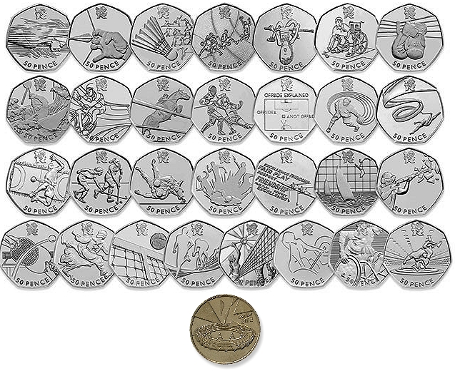 2011 30 Nicke 50p Graded Coins Complete Set Great Britain London Olympics all are Graded MS 66 aa