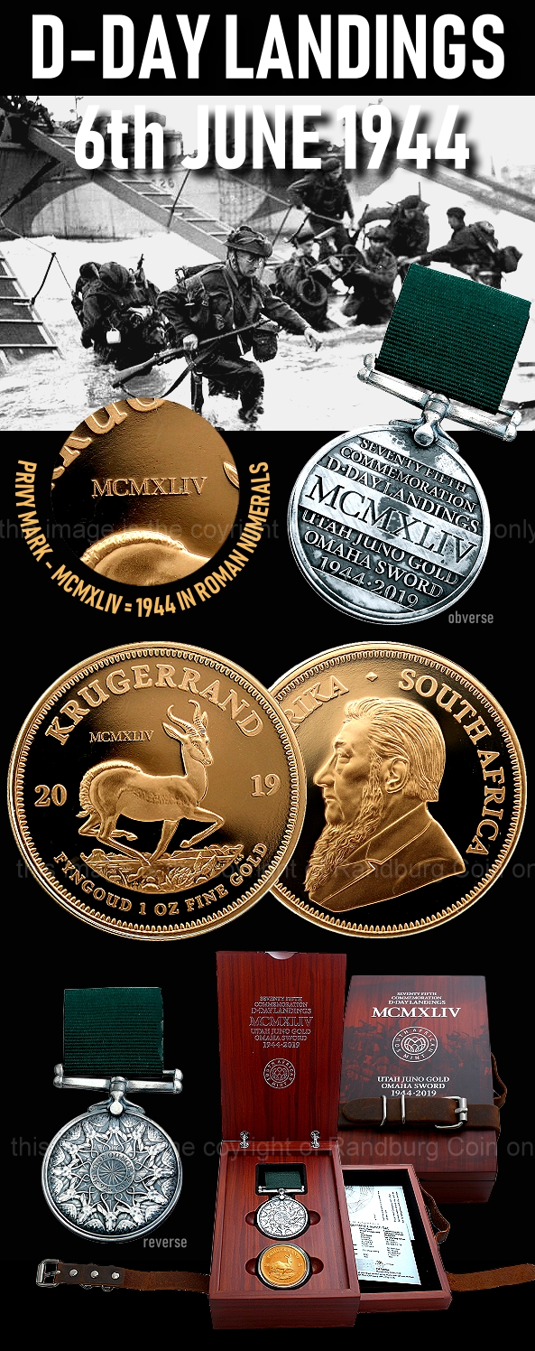 2019 Gold 1oz Krugerrand Launch Set Commemoration 75th DDay Landings Privy Marked