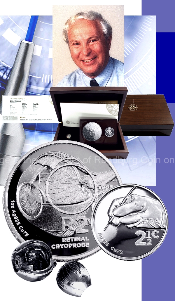 2020 Silver R2 Crown and Tickey Silver Retinal Cryoprobe Proof Coin Set South African Inventions