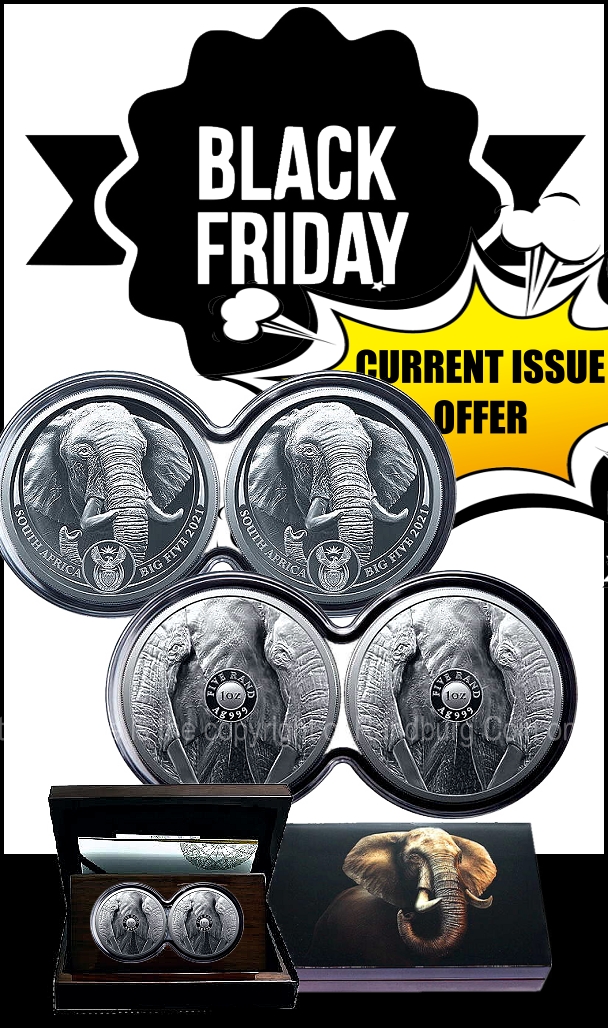 2021 Twin 1oz Fine Silver Proof R5 Big Five Series II Elephant Coin Set aaa