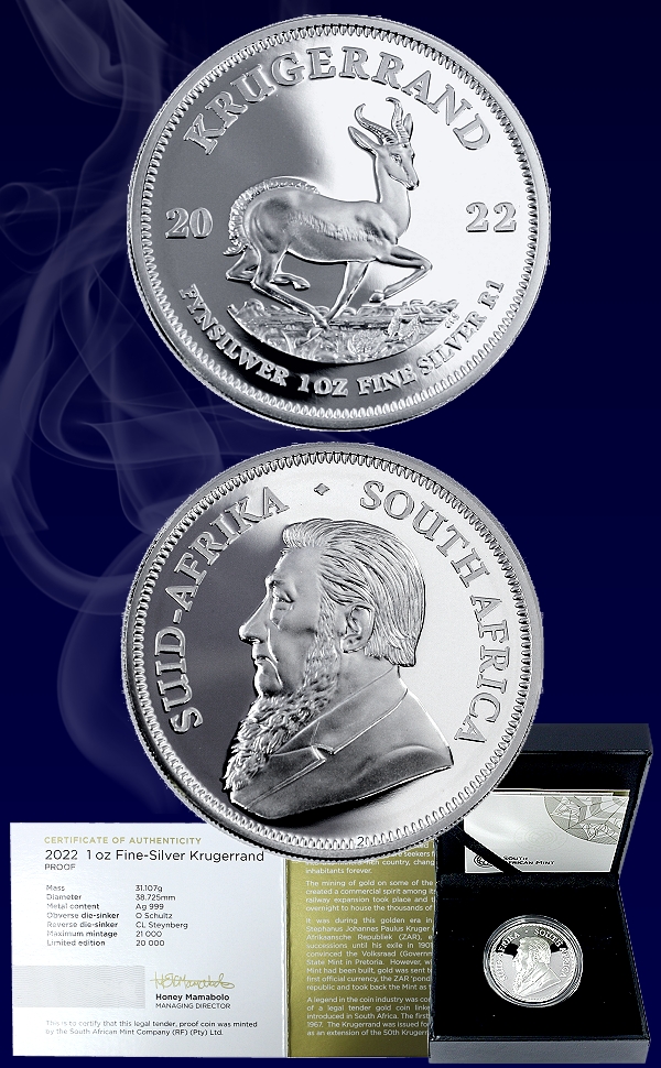 2022 1oz Fine Silver Proof Krugerrand