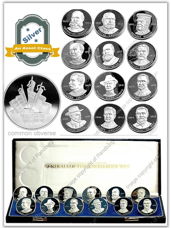 1977 Sterling Silver Generals Anglo Boer War 12 Medallion Collectors Set aa