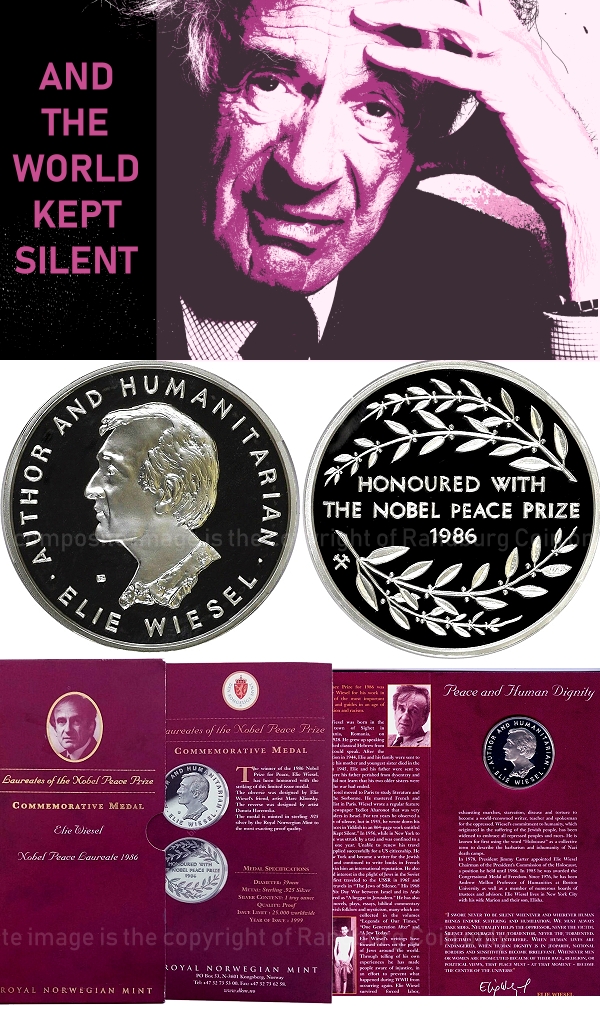 1999 1oz Sterling Silver Elie Weisel 1896 Nobel Peace Prize Medal