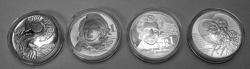 2009 2010 2011 2012 Protea Silver Proof R1 Coins 4X coins in capsules rev