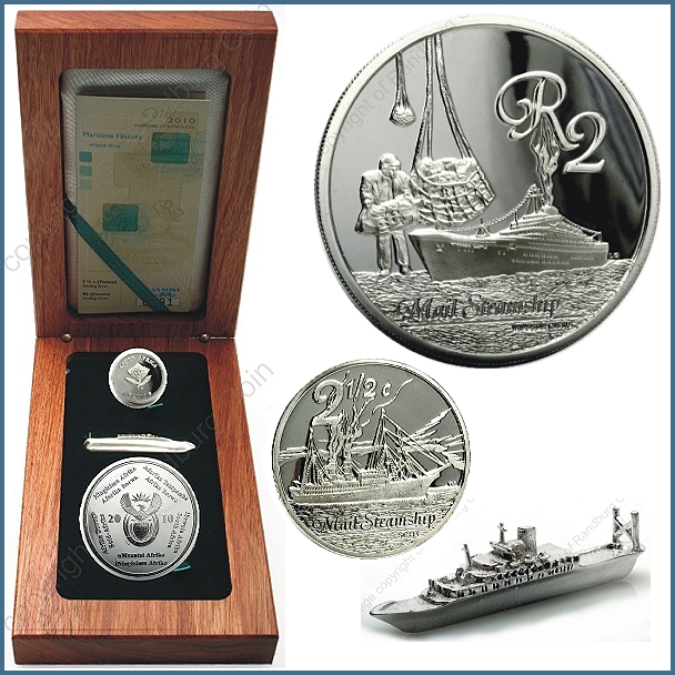 2010 Silver Proof Combo Set R2 and 2 Half cent SA Maritime History