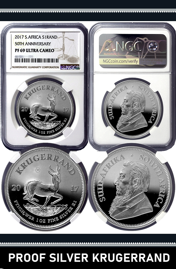 2017 1oz Fine Silver Krugerrand Issue Grade PF69 Ultra Cameo mintmarked