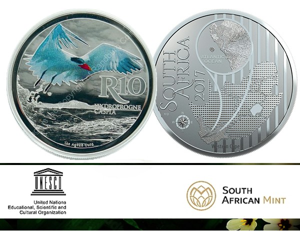 2017 Silver R10 Colour Crown Series Man and The Biosphere Caspian Tern coin a