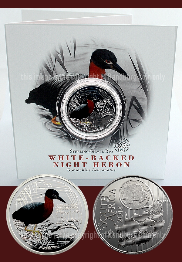 2018 Sterling Silver R10 Man and the Biosphere Coins Waterberg Biosphere Reserve White Backed Night Heron