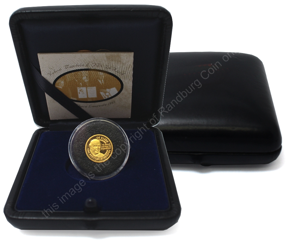 2007 Quarter oz Gold Mandela De Klerk 1993 Peace Laureate Commemorative Medal box