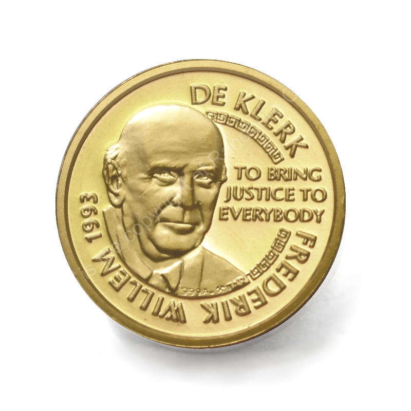 2007 Quarter oz Gold Mandela De Klerk 1993 Peace Laureate Commemorative Medal ob