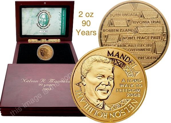 2008 Mandela Gold Proof 2 oz Nobel Peace Prize Winner 90th Birthday Mint Norway