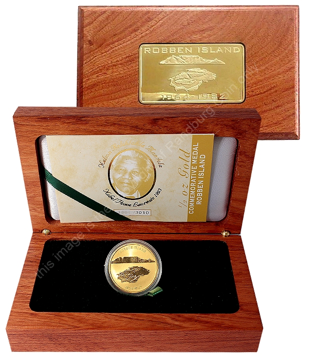 2009 Norway Gold Half oz Mandela Nobel Laureate 1993 Robben Island open box rev