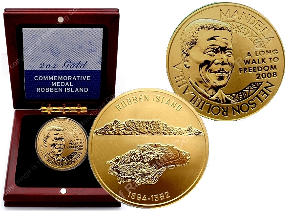 2010 Mandela Gold Proof 2 oz Nobel Peace Prize Winner Robben Island