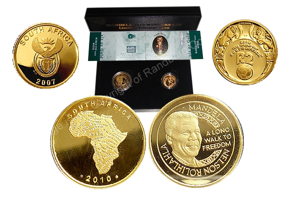 2010 Mandela Gold Proof Half oz Medal plus Quarter 2007 coin Mint Norway Twin Set