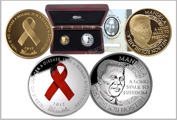 2012 Mandela Gold Proof Half oz Mandela Red Ribbon Medallions Mint Norway