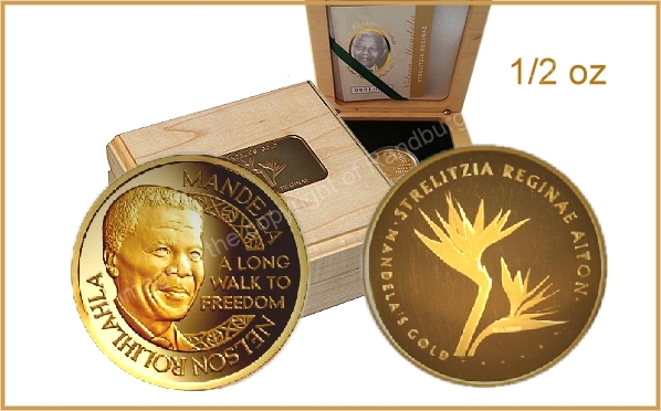 2012 Mandela Gold Proof Half oz Mandela Strelitzia Medallion Mint Norway
