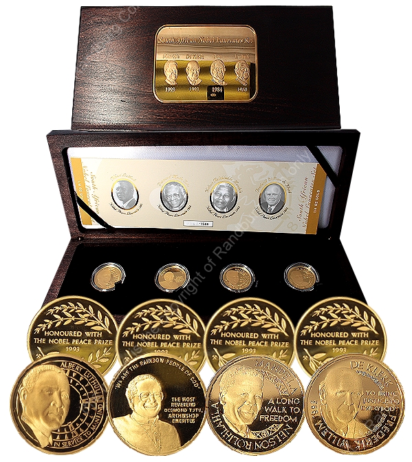 2012 Norway Mandela SA Nobel Laureates Gold Proof Quarter oz Set