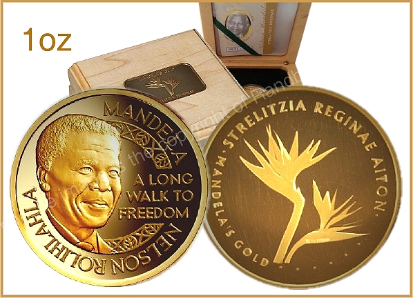 2013 Mandela Gold Proof 1oz Mandela Strelitzia Medallion Mint Norway a