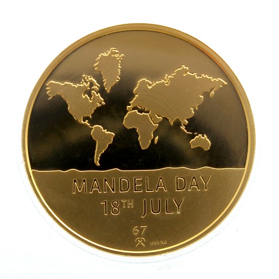 2015 Gold One Half Quarter and Tenth oz Mandela Day 67 Mint Mark 4 Coin Set 1oz Coin rev