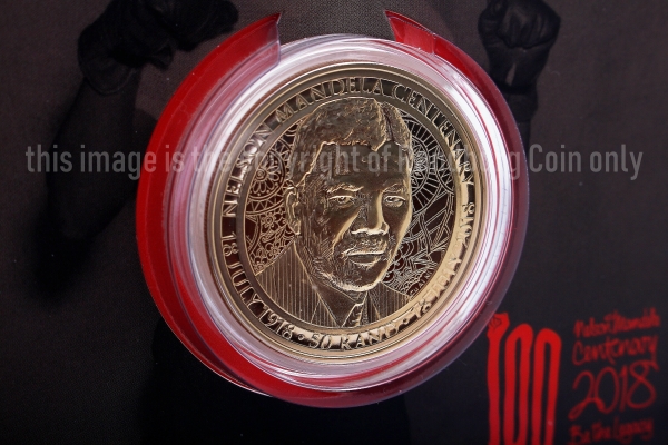 2018 R50 Aluminium Bronze Uncirculated Coin Mandela Centenary front cover coin rev