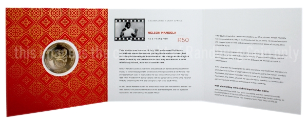 2018 R50 Aluminium Bronze Uncirculated Coin Mandela Centenary front cover open ob
