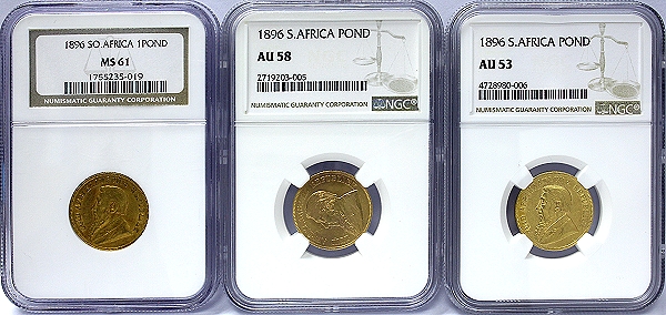 1896 Gold ZAR Ponde MS61 AU58 AU53