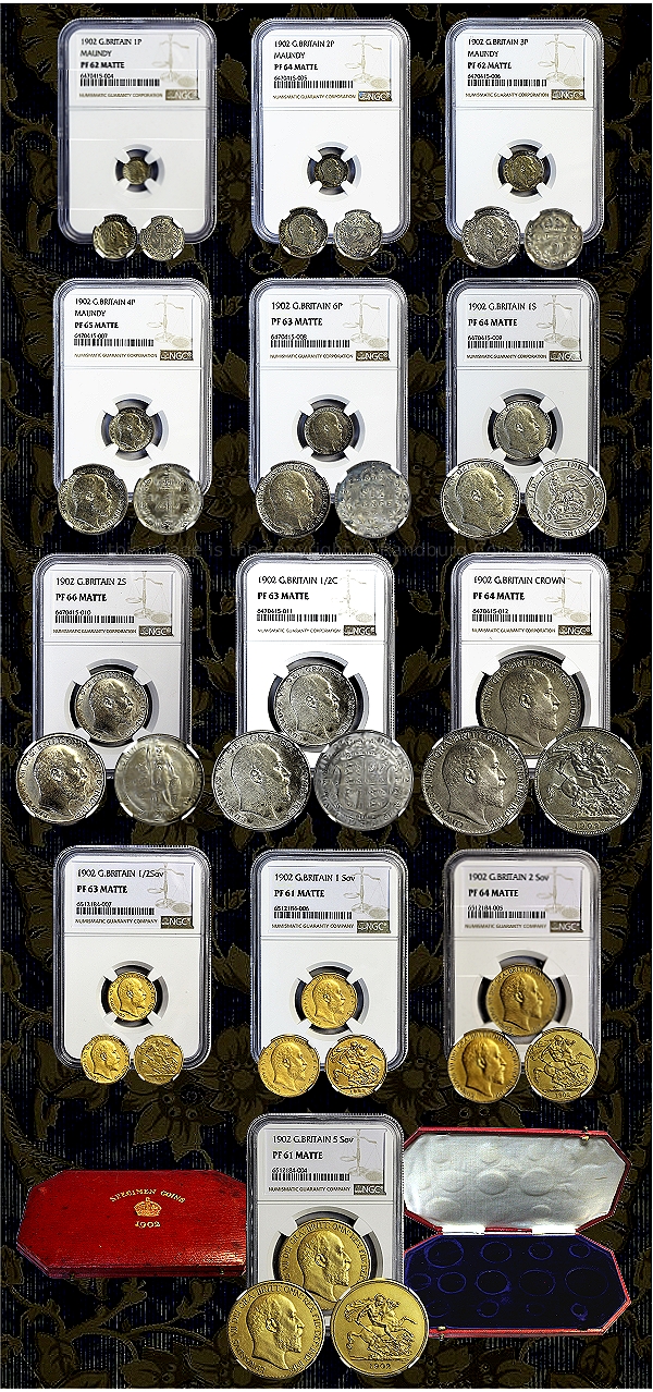 1902 Edward VII Coronation Gold and Silver 13 Coin Set