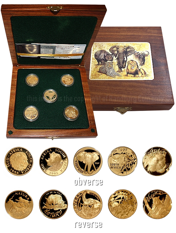 1994 95 96 97 98 Gold Half oz Lion Rhino Elephant Buffalo Leopard Coin Big 5 Collectors Set