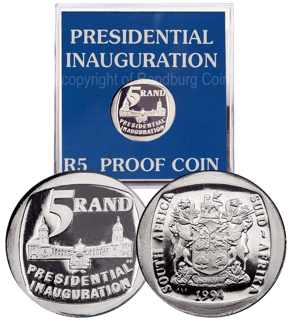 1994 Presidential Inauguration in Perspex coin ob and rev