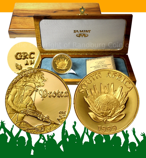 1999 Gold 1oz 24ct Protea Special Launch Gold Mining Mintmarked Coin a