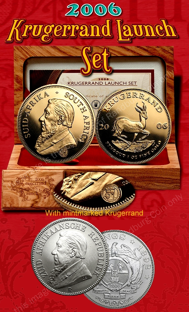 2006 Gold Krugerrand 1oz Launch Mintmark Set with replica Silver 5 Shilling b
